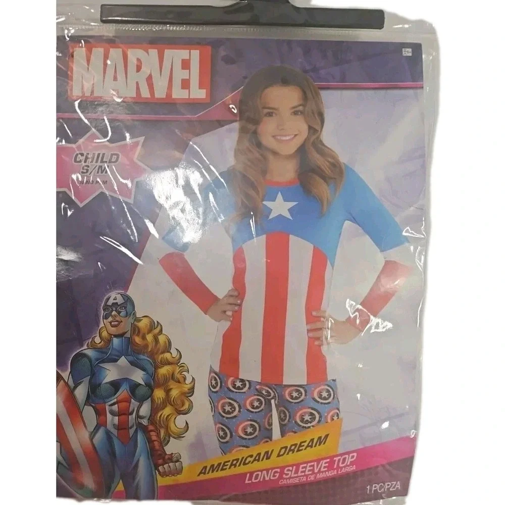 Marvel American Dream Girls Long Sleeve Shirt Costume Halloween Size S/M - Picture 2 of 4